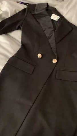 Keep One Up One Sleeved Black Crepe Tuxedo Blazer Dress - Customer Photo From Nina