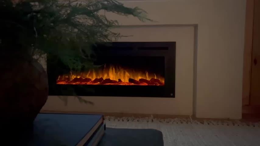 The Sideline Steel 50 inch Mesh Screen Non Reflective Recessed Electric Fireplace 80013 - Customer Photo From Vincenzo Fama