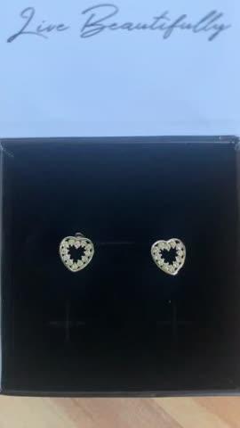 Ainsley 18k White Gold Plated Heart Earrings with Crystals - Customer Photo From Naksh