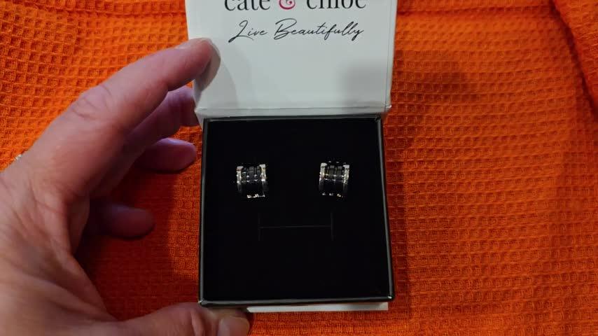 Kali "Wondrous" 18K White Gold Half Hoop Earrings With Ceramic Inlay - Customer Photo From CarolS 