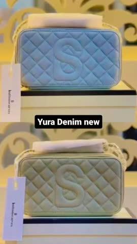 Yura Denim & Leather Bag Buttonscarves