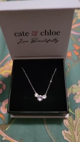 Calliope 18k White Gold Plated 3-Stone Crystal Pendant Necklace - Customer Photo From Laura A.