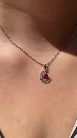 Luna Birthstone Necklace 18k White Gold Plated with Round Cut Crystals - Customer Photo From Steph