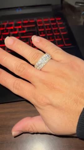 925S & VVS Moissanite Layered Diamond Ring White Gold - Customer Photo From Raul M.