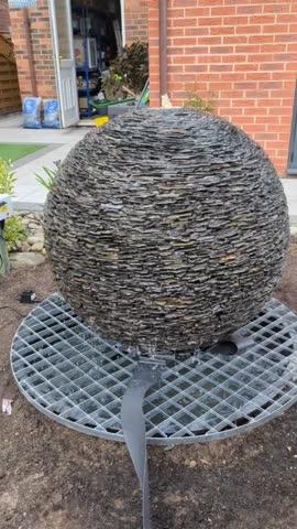 Grey Planet Slate Sphere Water Feature with Complete Package Kit - 90cm Ball - Customer Photo From A S MCNEILL