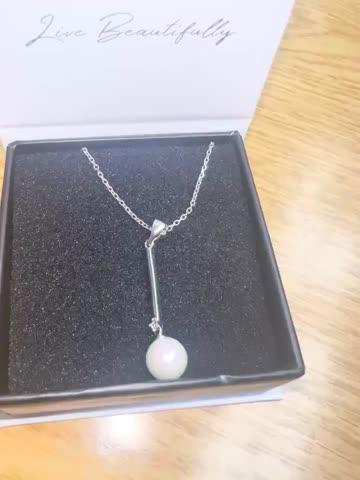 Tatum "Dignified" 18k White Gold Plated Pearl Pendant Necklace - Customer Photo From Stacey D.