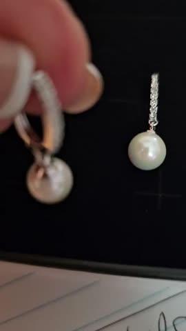 Daphne 18K White Gold Plated Simulated Diamond Pearl Drop Earrings - Customer Photo From MMonroe