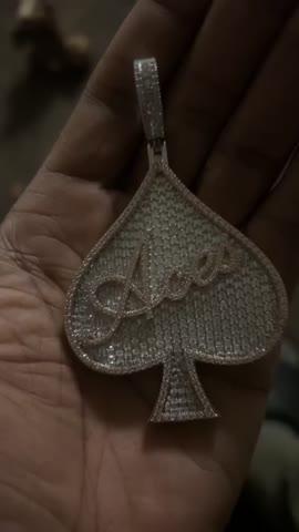 ACE Spade Baguette Iced Necklace - Customer Photo From Sterlin D.