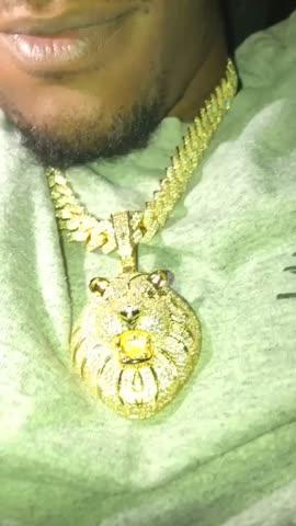 Iced Roaring Lion Necklace - Customer Photo From Druscilla B.