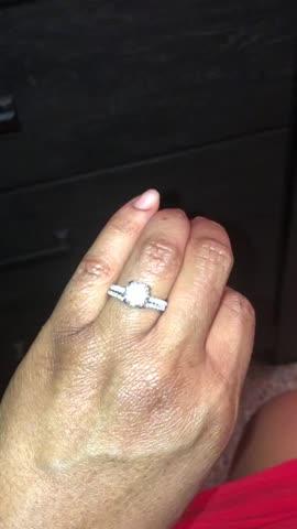 Moissanite and Lab Grown Diamond Bridal Rings Set 2 1/3 CTW 14k White Gold (GH/VS, DEF/VS) - Customer Photo From Shakeitha 