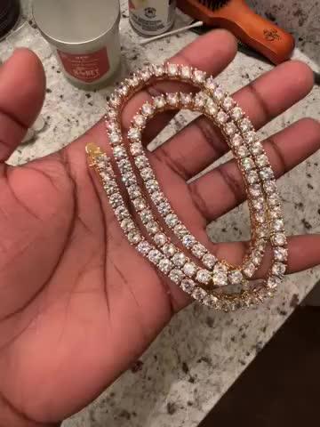 5mm  18K Gold-Plated Iced AAA CZ BlingBling Tennis Chain Single Row - Customer Photo From Xavier H.
