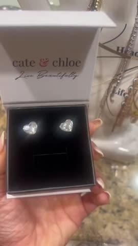 Violet 18k White Gold Plated Heart Crystal Stud Earrings - Customer Photo From Erika S.