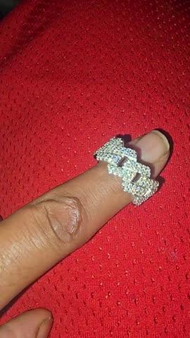 925S & VVS Moissanite Cuban Link Ring White Gold - Customer Photo From Jamal B.