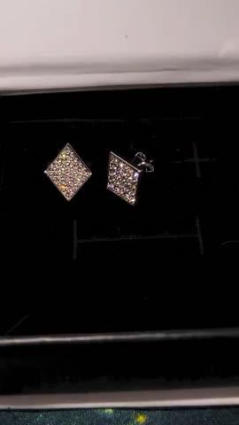 Lennon18k White Gold Plated Diamond Shaped Stud Earrings - Customer Photo From Sab