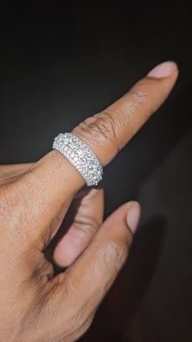 925S & VVS Moissanite Layered Diamond Ring White Gold - Customer Photo From Christopher M.