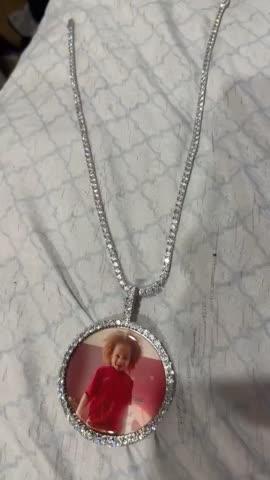 LARGE 3D CIRCLE CUSTOM PICTURE PENDANT - Customer Photo From Da D.