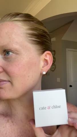 Moissanite by Cate & Chloe Hannah Sterling Silver Stud Earrings with Moissanite and 5A Cubic Zirconia Crystals - Customer Photo From Heather