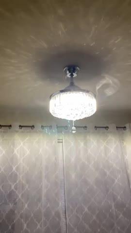 Chandelier Ceiling Fan with Crystal Lights and Retractable Blades 36 inch Chrome - Customer Photo From Jazmin Jones