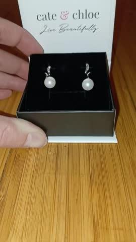 Ophelia 18k White Gold Plated Drop Pearl Crystal Earrings - Customer Photo From Alpha