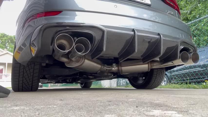 3" Cat Back, Quad Split Rear Exit, Valve Delete T304,  Audi S3  2015-2020 - Customer Photo From Dawin Torres