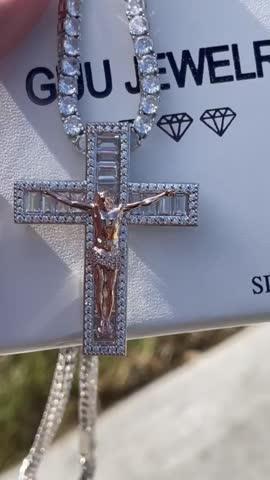 Jesus Crucifix Baguette Cross Necklace - Customer Photo From Richard M.