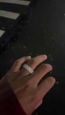 925S & VVS Moissanite 3-Row Eternity Ring White Gold - Customer Photo From Duso