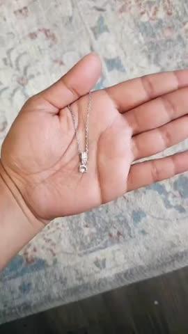 Monroe 18k White Gold Pendant Necklace with Round Cut Crystals - Customer Photo From HA 