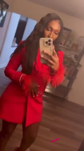 Quilla Red Feather Crystal Sleeve Backless Blazer Dress - Customer Photo From Tonee’