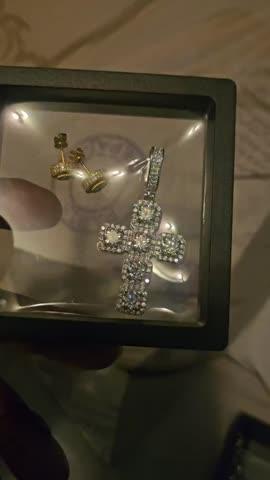 8.0 Carat VVS Moissanite Gemstone Cross Necklace In White Gold - Customer Photo From Emmanuel B.