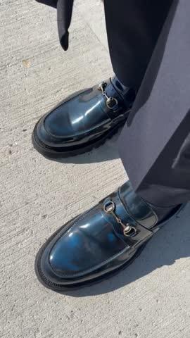 Blake Navy Patent Leather Lug Bit Loafers display picture 3
