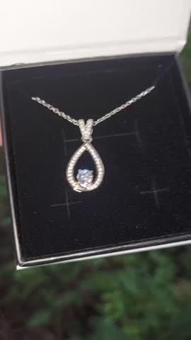 Arabella 18k White Gold Plated Teardrop Necklace with CZ Crystals - Customer Photo From Michelle J.