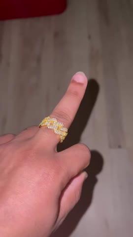 925S & VVS Moissanite Cuban Link Ring 18K Gold - Customer Photo From Jayden W.