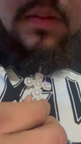 Iced Large Gemstone Cross Necklace - Customer Photo From Edgar G.