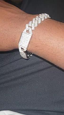 925S & VVS Moissanite 12MM Prong Cuban Bracelet - Customer Photo From Kamal B.