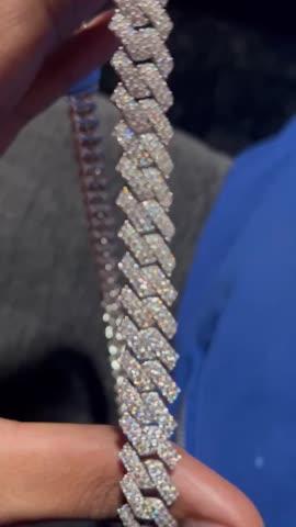 925S & VVS Moissanite 12MM Prong Cuban Link Chain - Customer Photo From Jamarcquelle P.