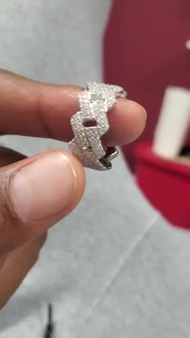 925S & VVS Moissanite Cuban Link Ring White Gold - Customer Photo From Jamario M.