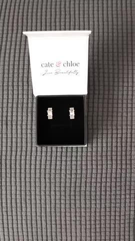 Fiona 18k White Gold Stud Earrings with Princess Cut Crystals - Customer Photo From SHA