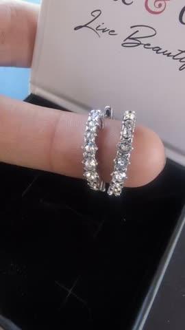 Claire 18k White Gold Plated Hoop Earrings with Swarovski Crystals - Customer Photo From Kole