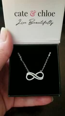 Tansy 18k White Gold CZ Crystal Infinity Pendant Necklace - Customer Photo From Amanda S.